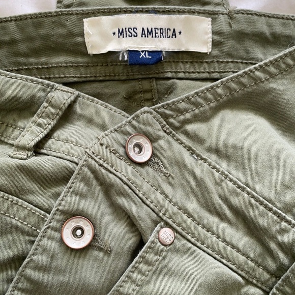 NWT Miss America Khaki Green Pocket Front Overalls Shorts Romper, Size XL - Picture 10 of 14